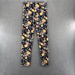 LOFT Leggings Womens Small Black Multi Floral Pull On Stretch Skinny Leg Cropped